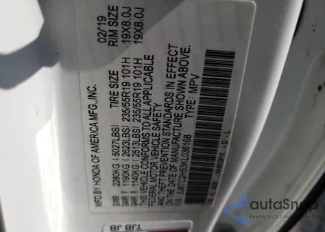 2019 Acura Rdx Technology from USA, damaged, VIN 5J8TC2H53KL036168